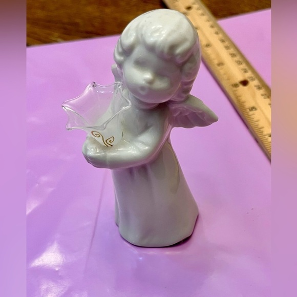 Schmid Bros Porcelain Angel Holding vase etched in gold Christmas Holiday Gift - Picture 11 of 12